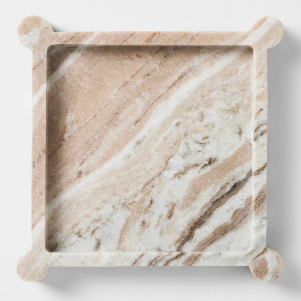 Marble Catchall Tray Off-White Square Stone Dish 8” - Threshold Studio McGee